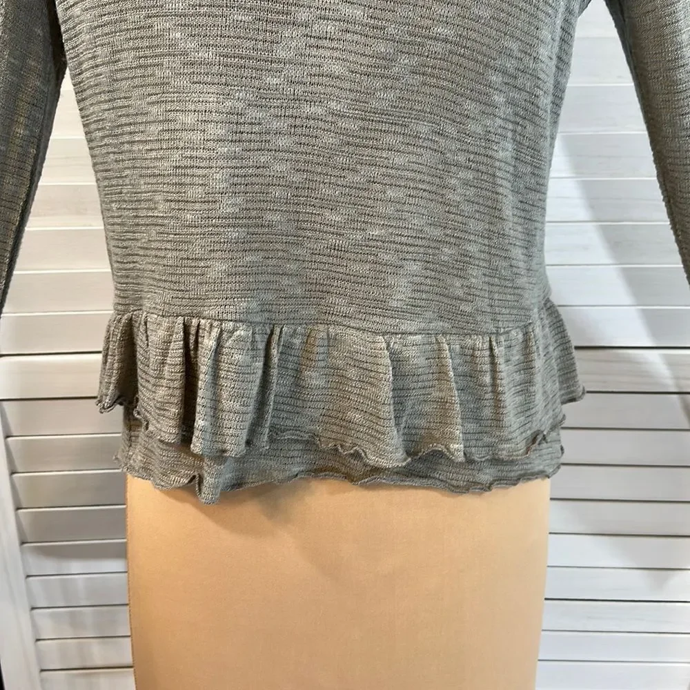 Ya LA Cardigan Large Sweater Ruffled Gray NWT